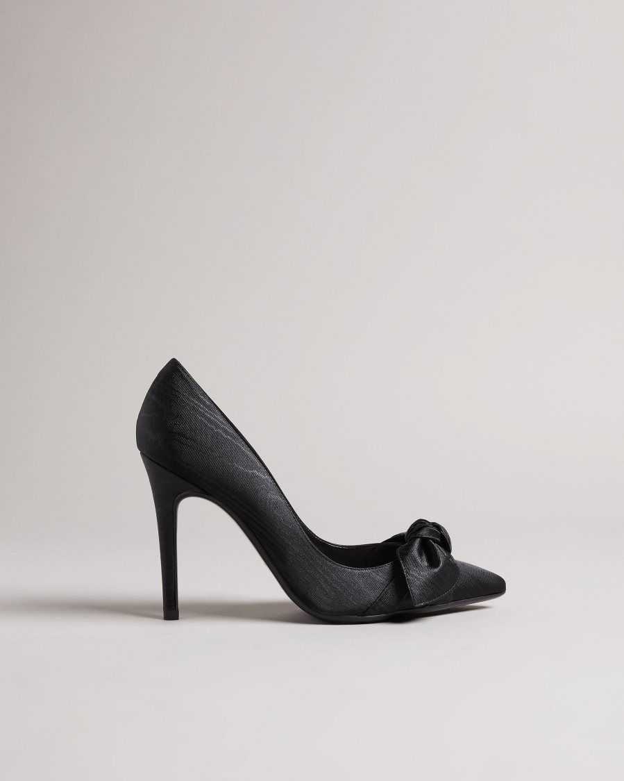 Ted Baker Hyana Moire Satin Bow Court Shoes Black | 1506492-UX