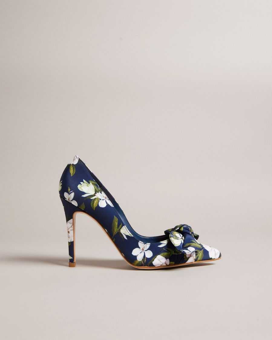 Ted Baker Hyra Floral Bow Court Heels Navy | 1590862-UP