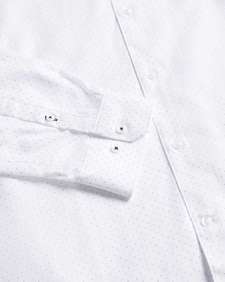 Ted Baker Hysopss Slim Fit Mini Dot Print Shirt White | 1349207-MS