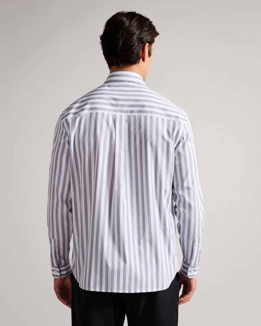 Ted Baker Iler Striped Shirt Light Grey | 8472560-ZQ