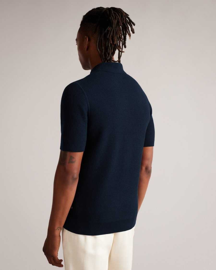 Ted Baker Imago Short Sleeve Regular Fit Knitted Polo Shirt Navy | 6827931-FM