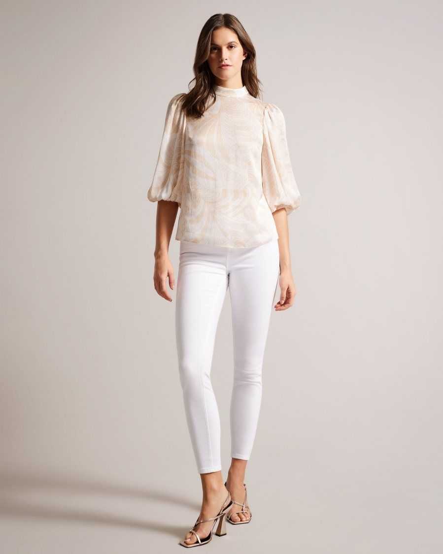 Ted Baker Imelah Paisley Top With Balloon Sleeve Light Nude | 1920743-KU