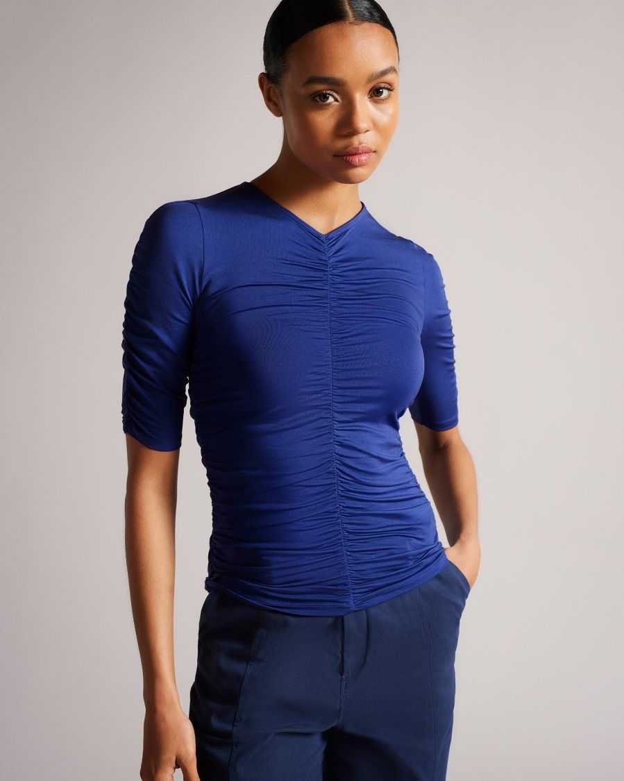 Ted Baker Indyiah Ruched Front Top Blue | 4193086-PZ