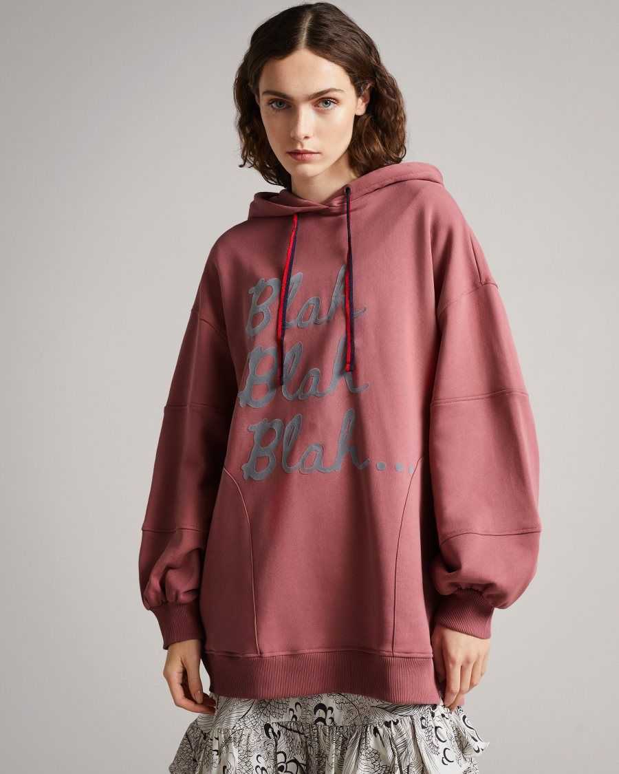 Ted Baker Innis MIB Graphic printed oversize hoodie Light Pink | 7318694-GQ