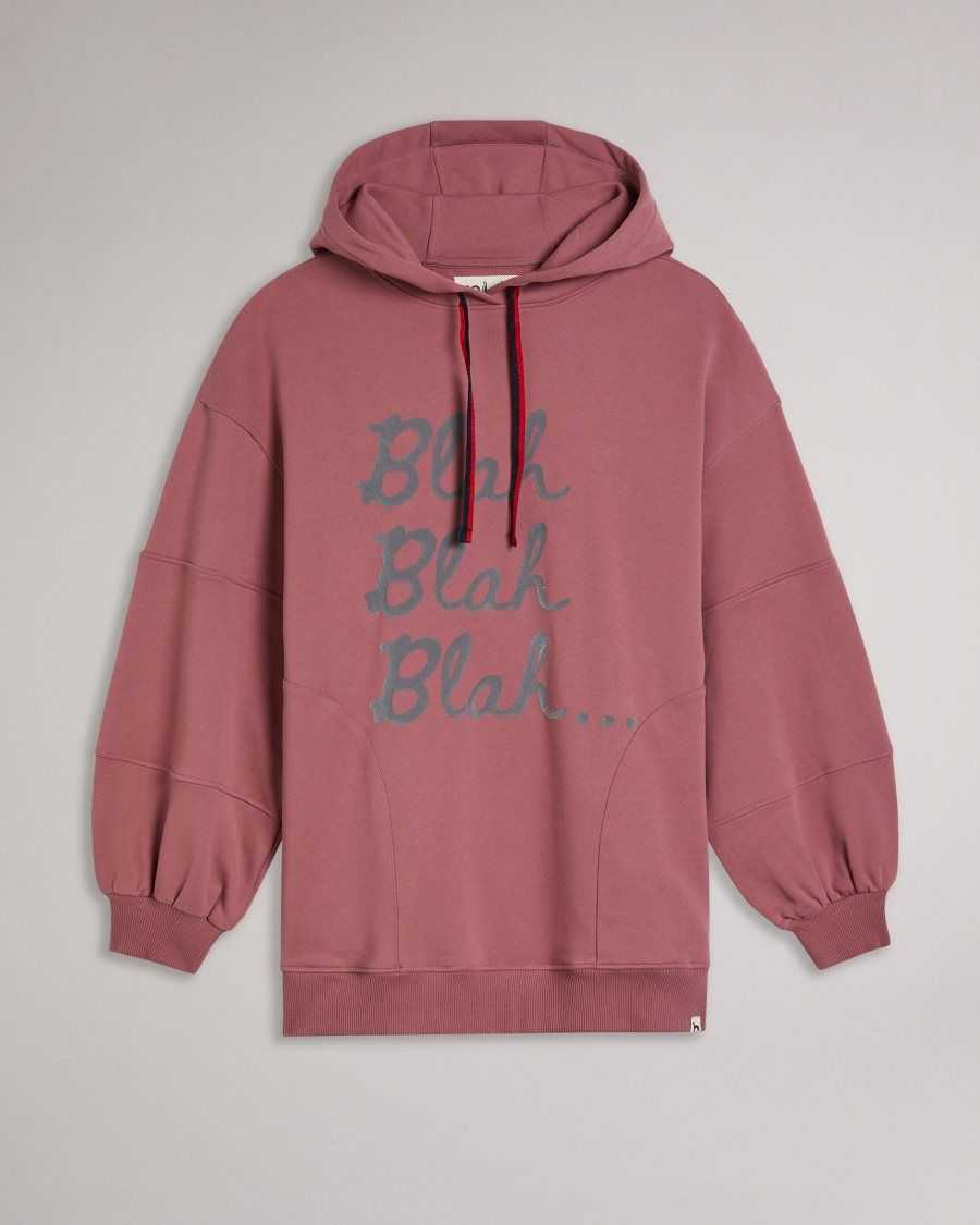 Ted Baker Innis MIB Graphic printed oversize hoodie Light Pink | 7318694-GQ