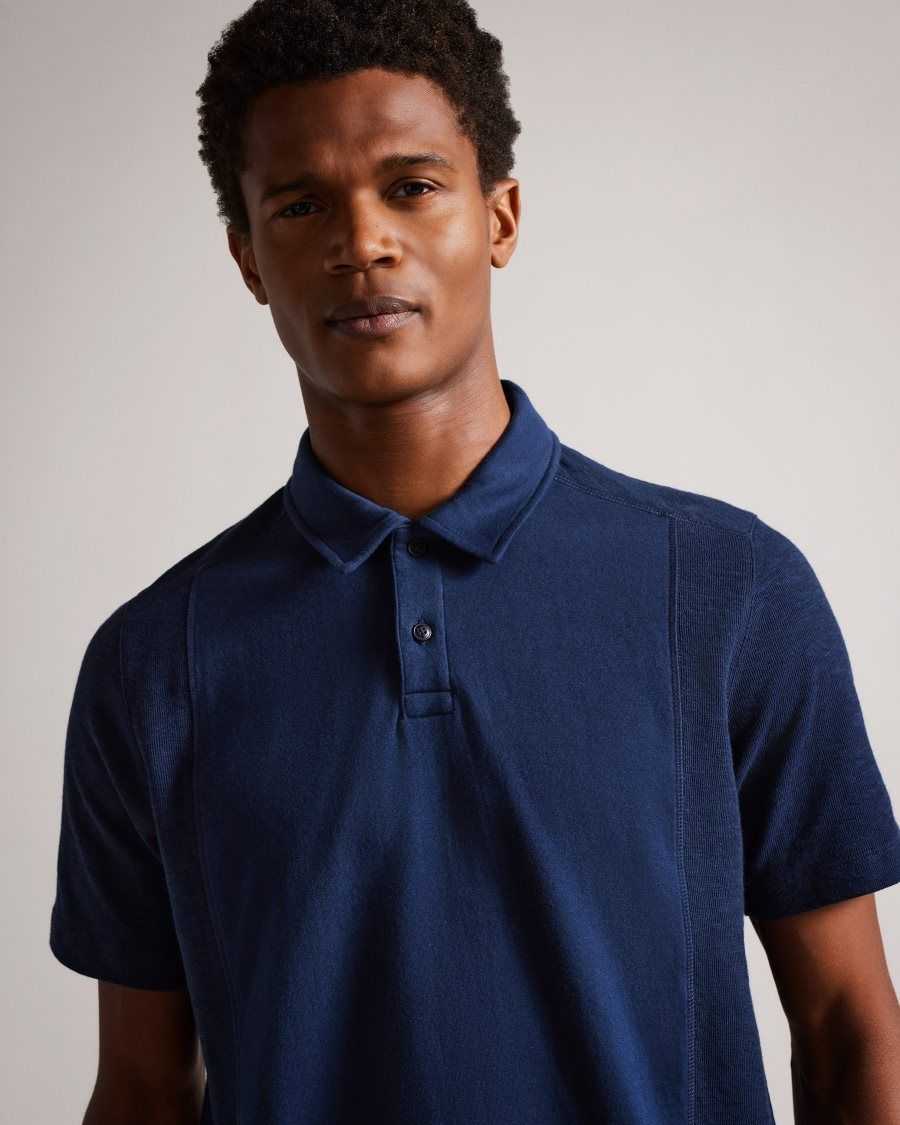 Ted Baker Intelec Short Sleeve Textured Polo Shirt Navy | 5436891-IP