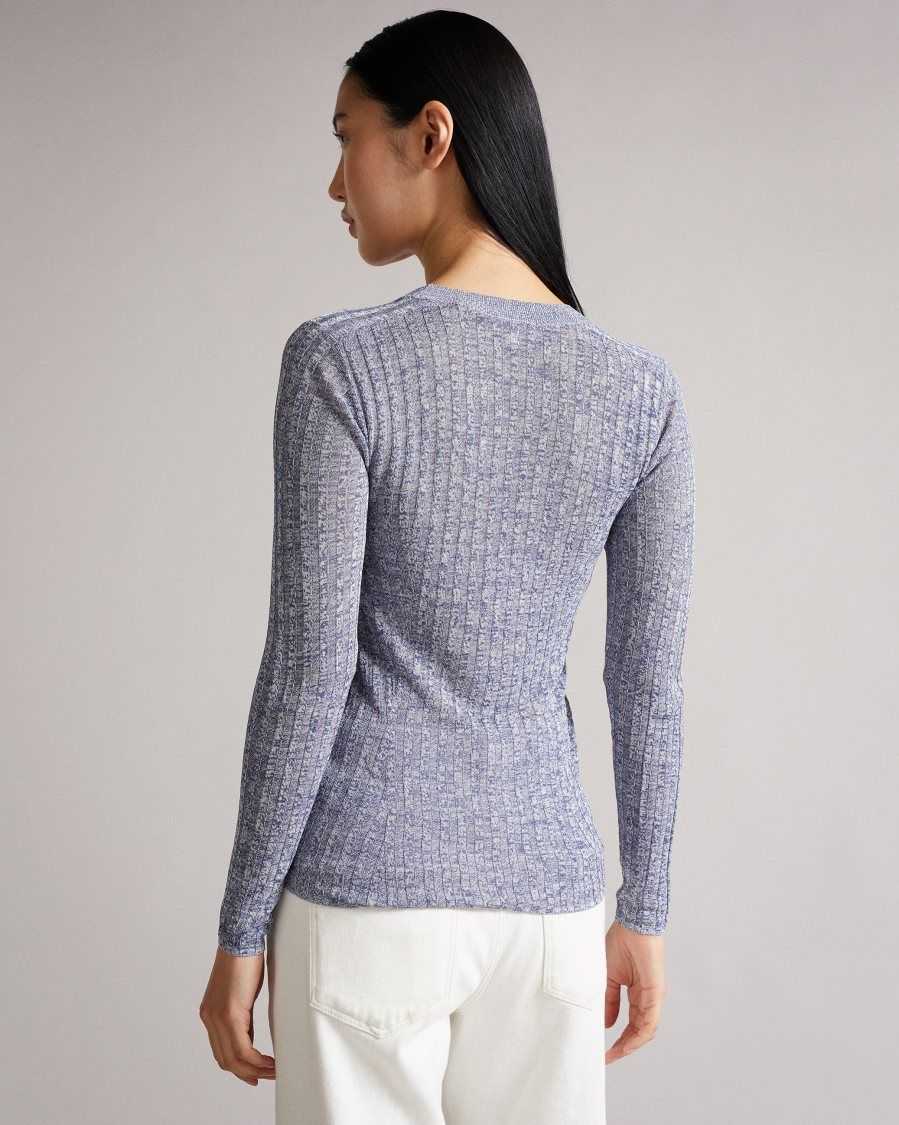 Ted Baker Iolana Rayon Rib Crew Neck Jumper Pale Blue | 1425069-LQ