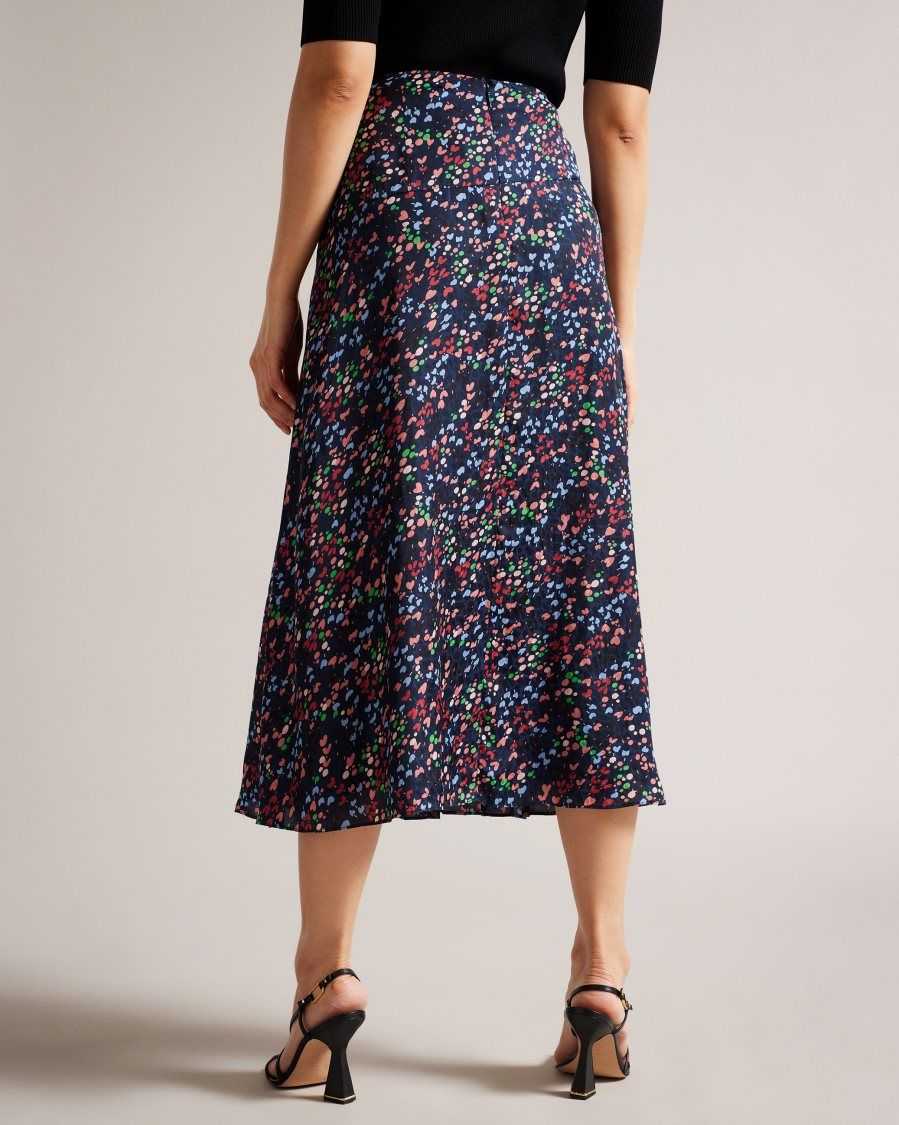 Ted Baker Israa Pleated Midi Skirt Dark Navy | 0843921-UZ