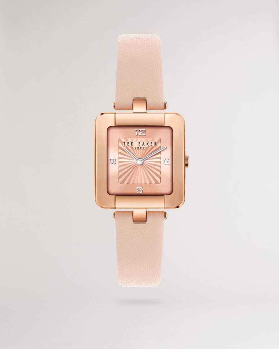 Ted Baker Ivelisa Square Watch With Vegan Leather Strap Light Pink | 4215730-WL