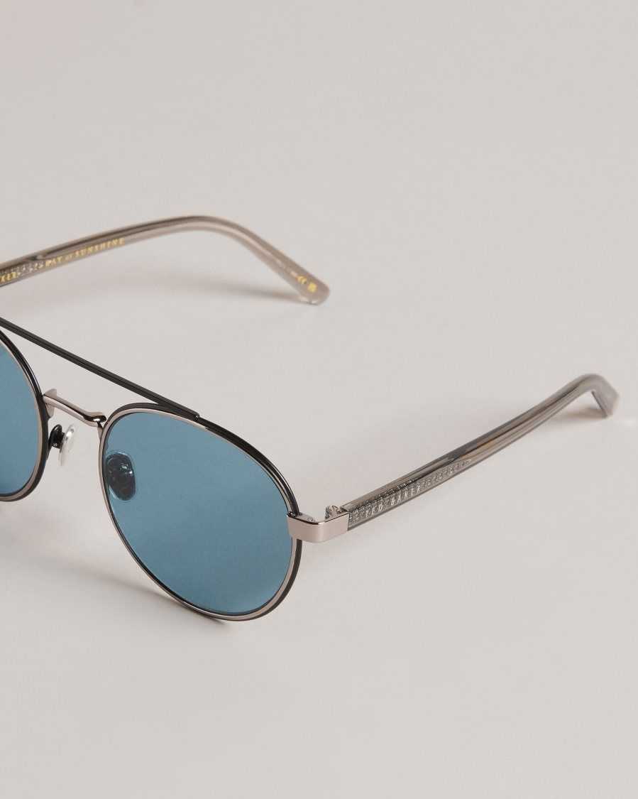 Ted Baker Jaasper Metal Aviator Sunglasses Gunmetal | 8570923-TI