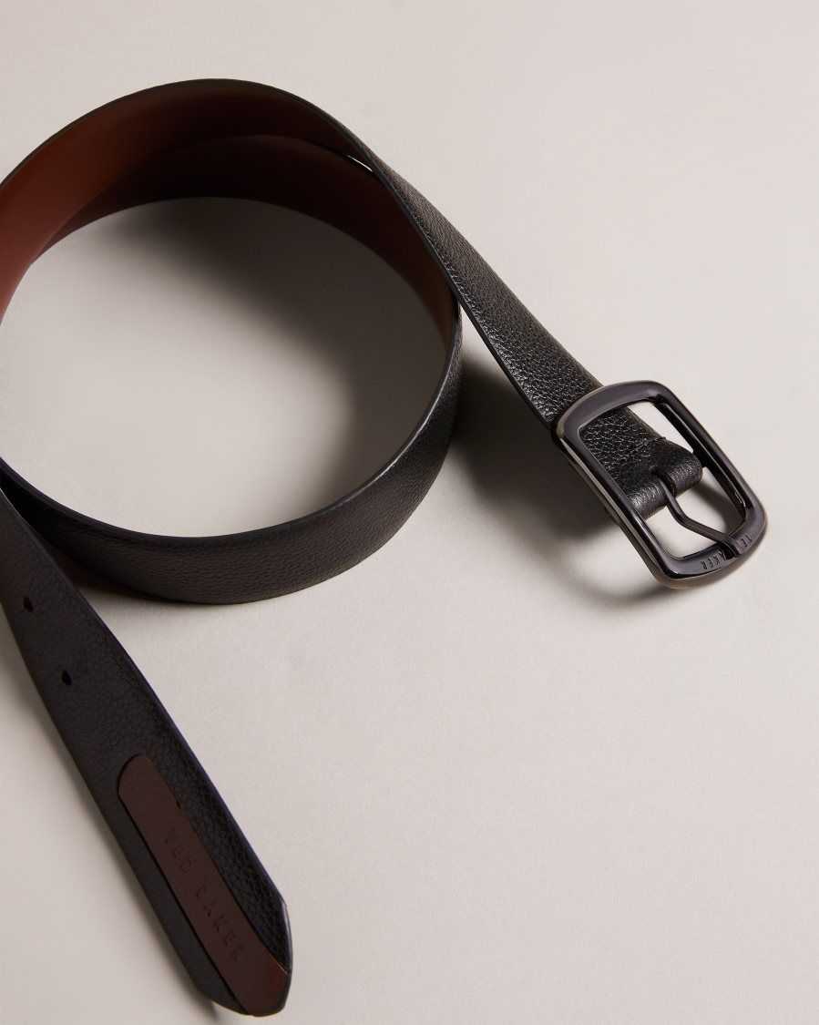 Ted Baker Jaims Contrast Detail Leather Belt Black | 4709583-FA