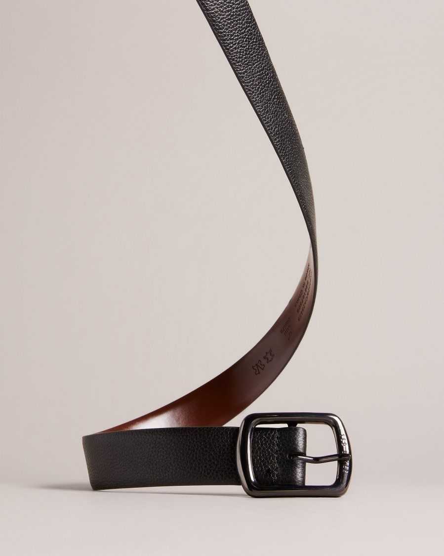 Ted Baker Jaims Contrast Detail Leather Belt Black | 4709583-FA