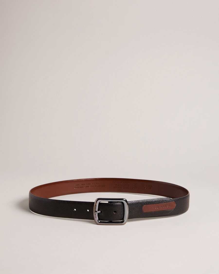 Ted Baker Jaims Contrast Detail Leather Belt Black | 4709583-FA