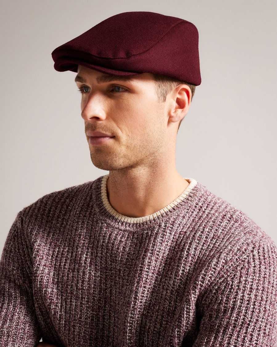 Ted Baker Jamessa Wool Blend Flat Cap Dark Red | 5824369-NC