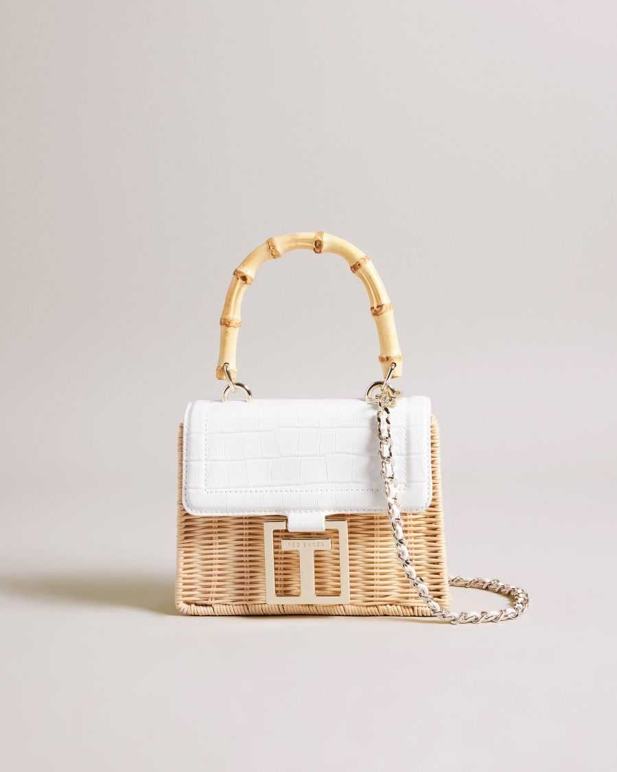 Ted Baker Jaynina Imitation Croc Mini Basket Bag Ecru | 8306492-XB