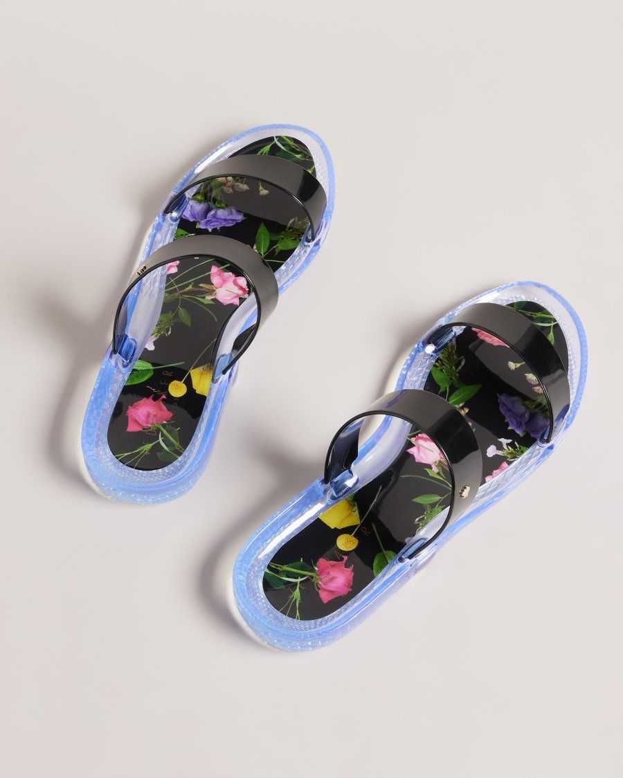 Ted Baker Jellina Double Strap Jelly Sliders Black | 0986152-XL