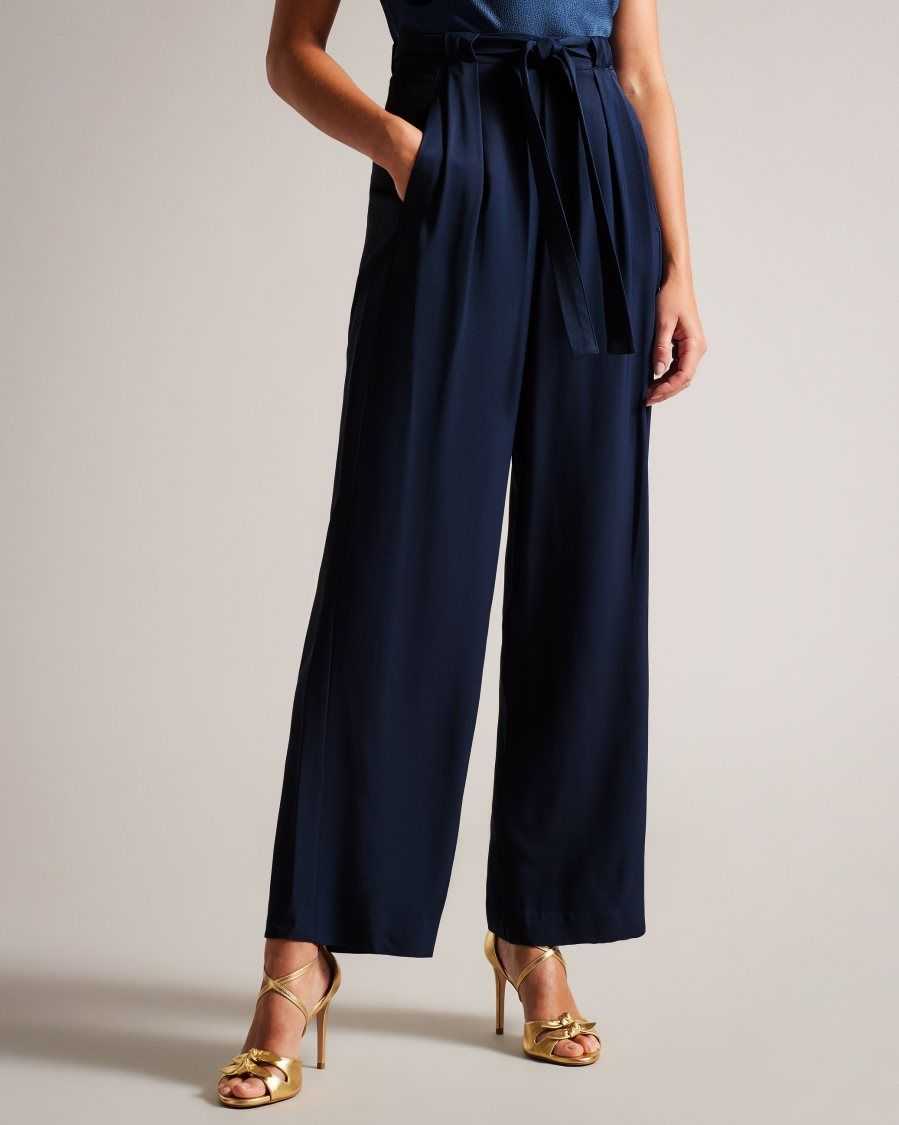 Ted Baker Jemmiah Wide Leg Trousers Dark Navy | 6578432-DB