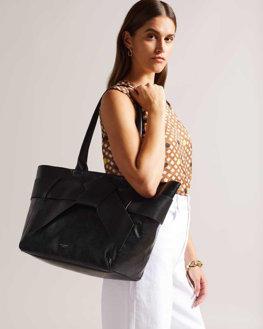 Ted Baker Jimma PU Large Tote Bag Black | 5391072-OZ