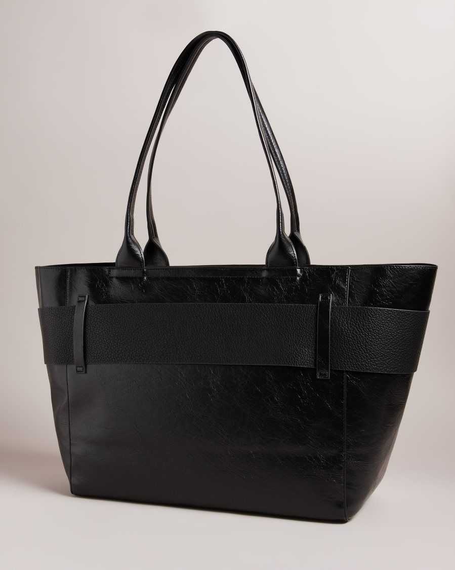 Ted Baker Jimma PU Large Tote Bag Black | 5391072-OZ