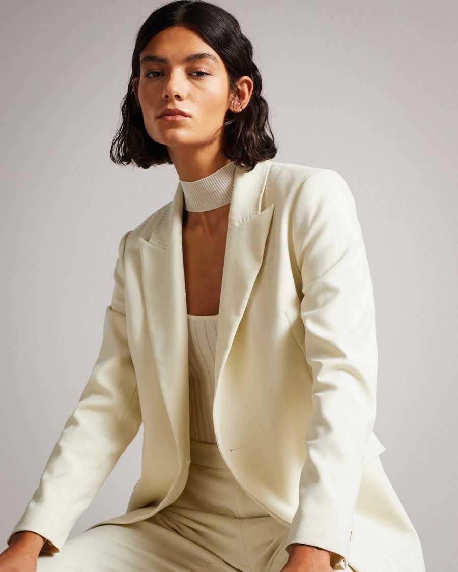 Ted Baker Joanni Peak Lapel Blazer With Waist Tab Ivory | 3658947-WM