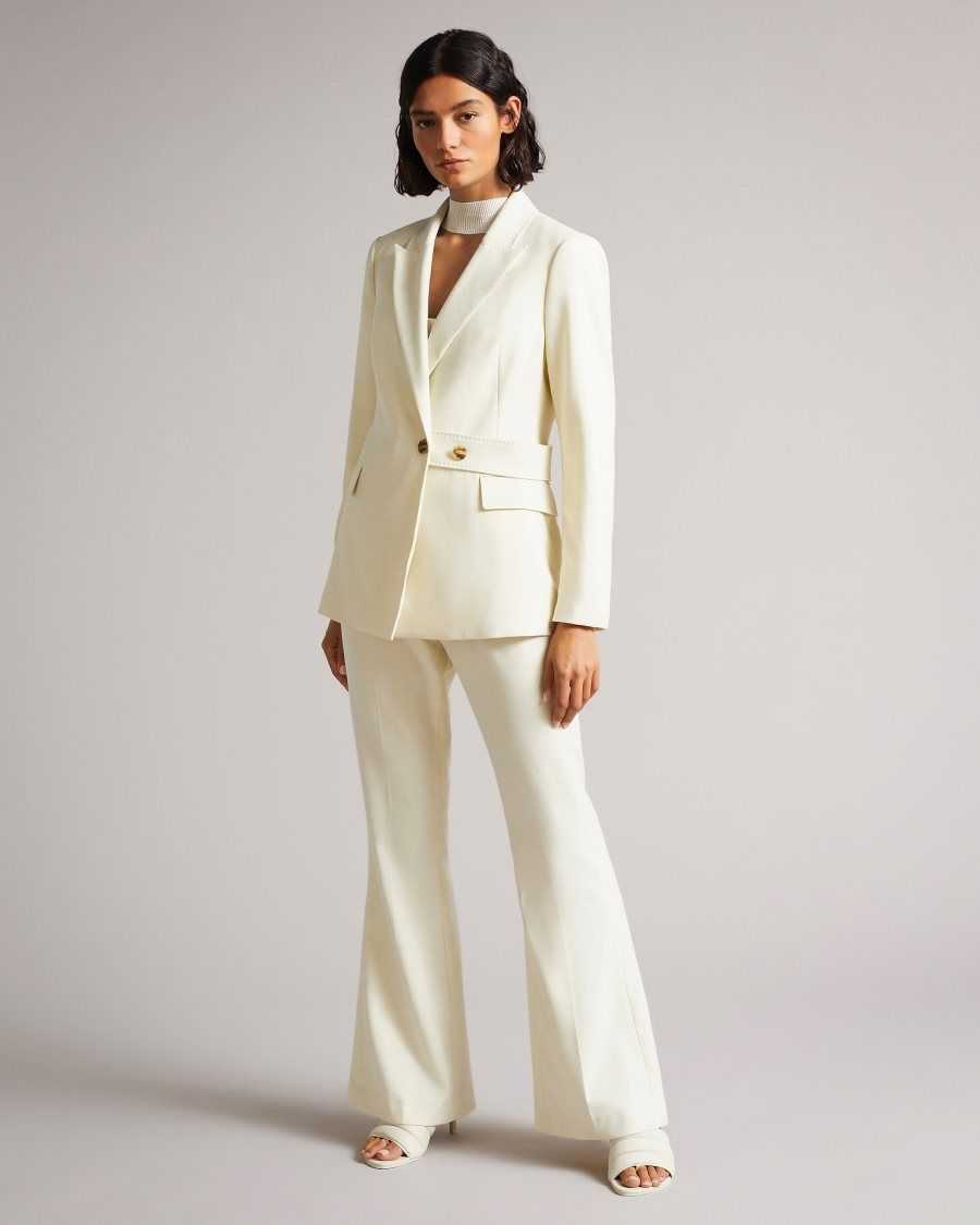 Ted Baker Joanni Peak Lapel Blazer With Waist Tab Ivory | 3658947-WM