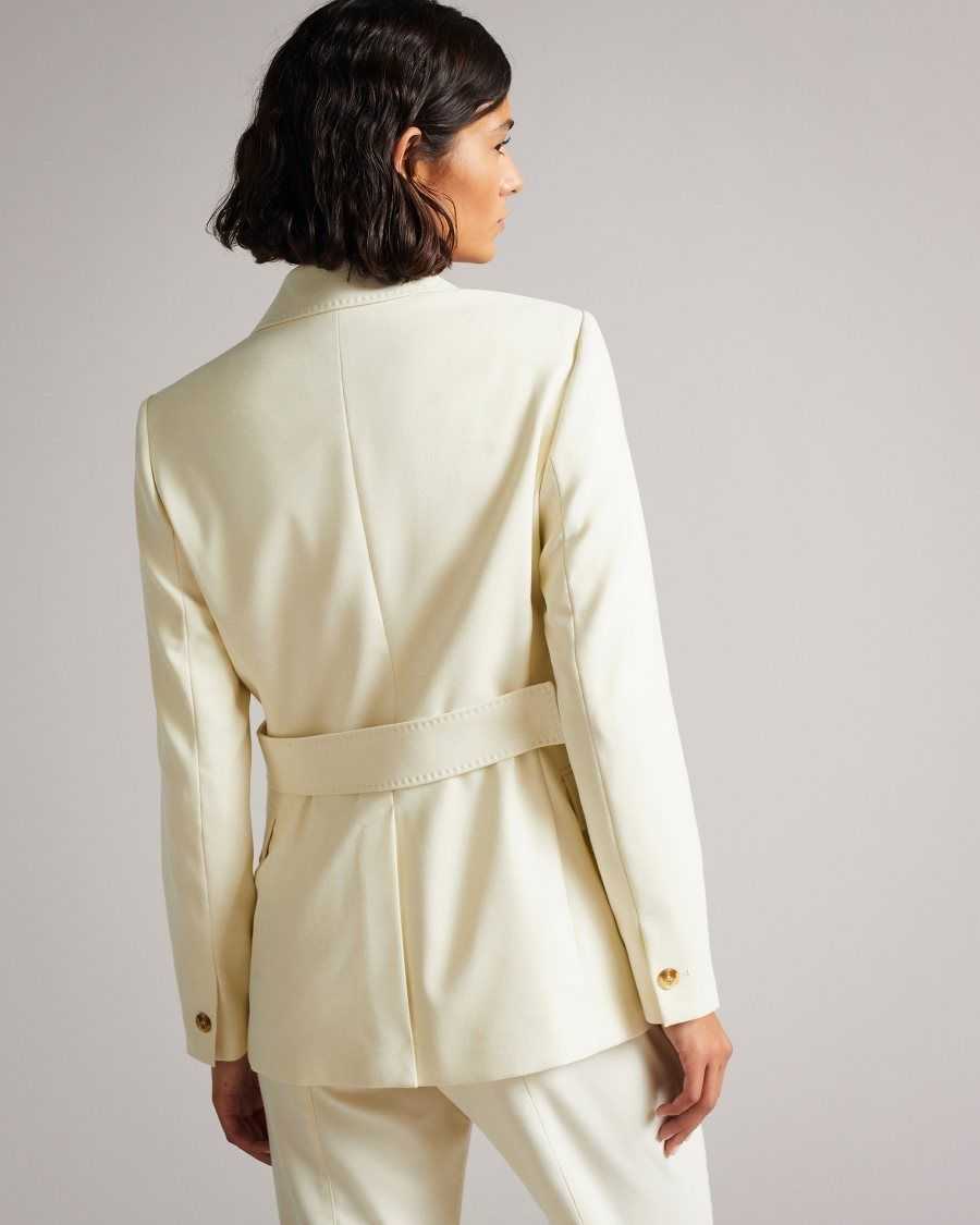 Ted Baker Joanni Peak Lapel Blazer With Waist Tab Ivory | 3658947-WM