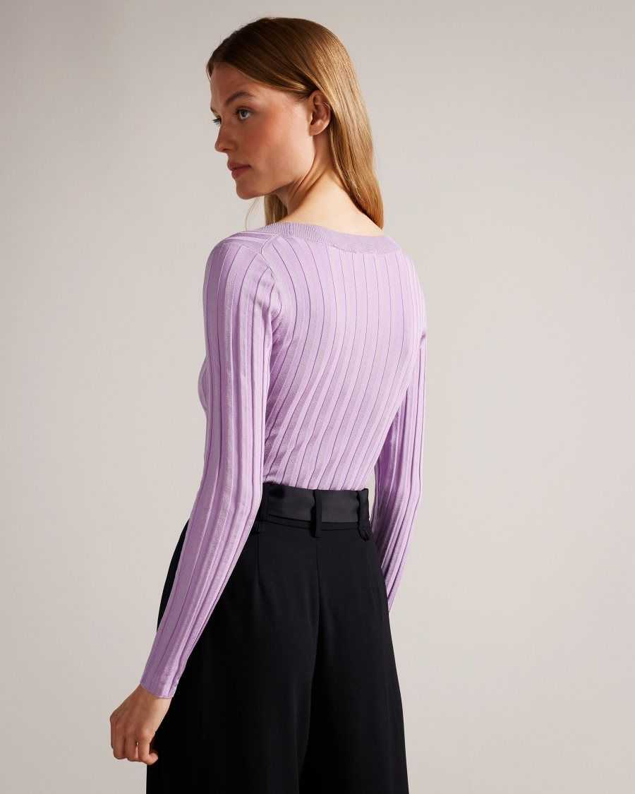 Ted Baker Jolia Rib Engineered Knit Top Lilac | 9587612-UZ