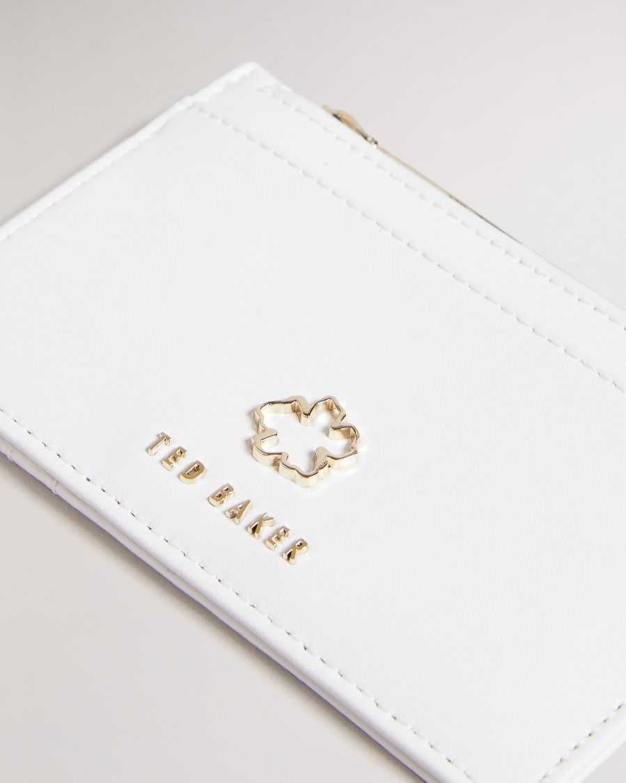 Ted Baker Jorjio Flower Eyelet Zip Card Holder Ivory | 4310927-GC