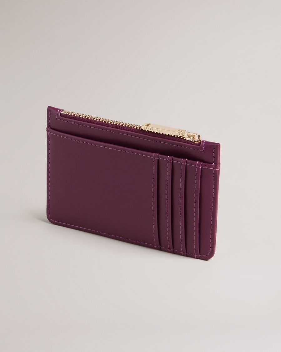 Ted Baker Jorjio Flower Eyelet Zip Card Holder Oxblood | 5180234-BQ