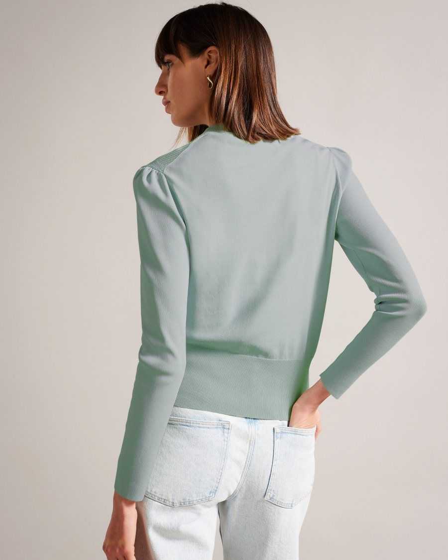 Ted Baker Joslina Pointelle Knit Cardigan Pale Green | 9158032-KS