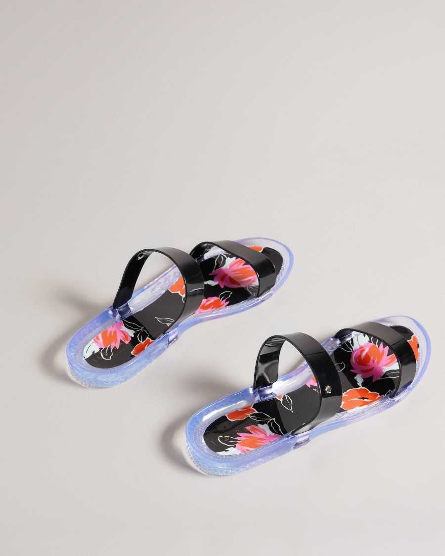 Ted Baker Juleey Bolt On Two Strap Jelly Sandals Black | 4609327-KR