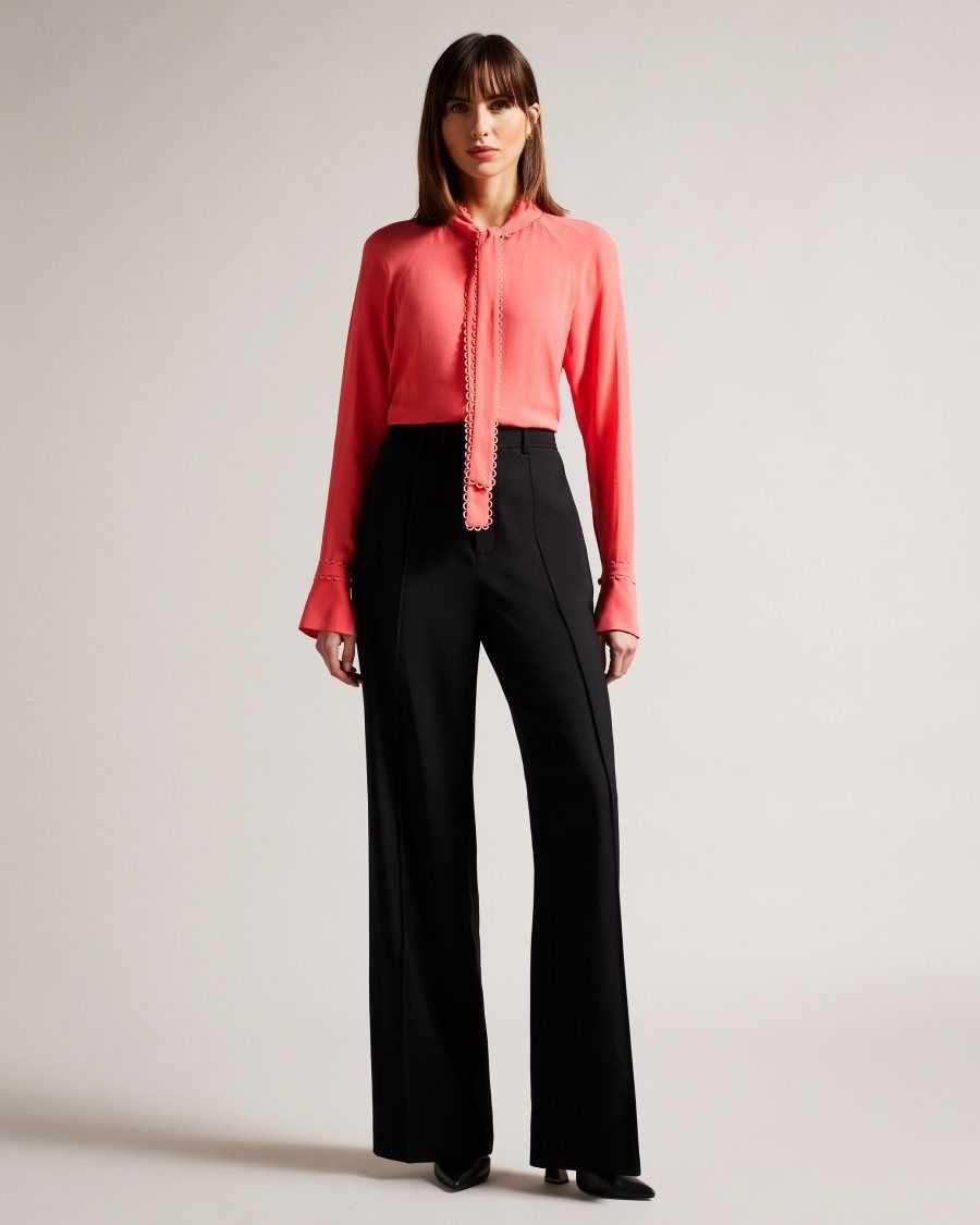 Ted Baker Julinaa Blouse with Rouleaux Trim Detail Coral | 6283014-EL