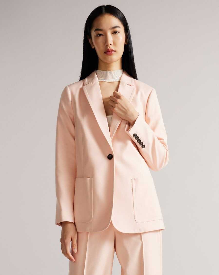 Ted Baker Kaisa Single Breasted Blazer With Notched Lapel Pale Pink | 6054932-NP