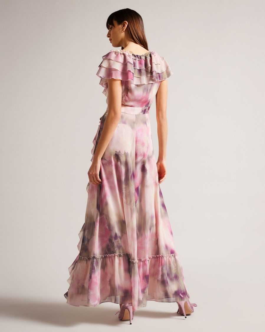 Ted Baker Karenie Frilled Floral Maxi Dress Coral | 7916854-CU