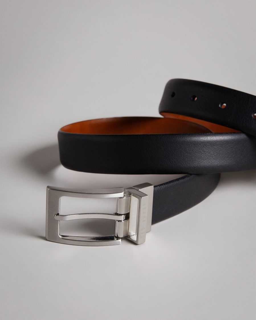 Ted Baker Karmer Reversible Leather Belt Black | 5406327-JH