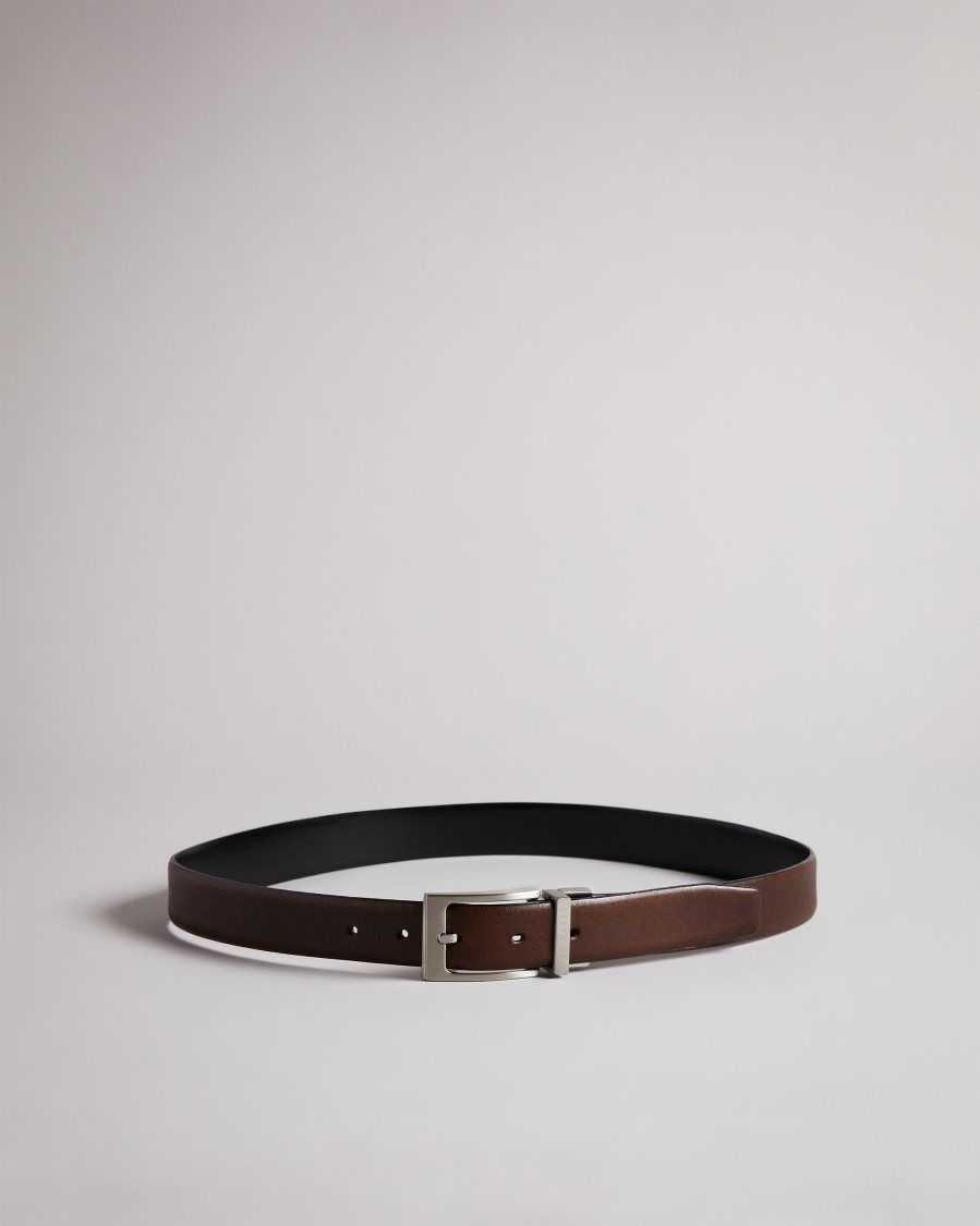 Ted Baker Karmer Reversible Leather Belt Chocolate | 9174680-ZP