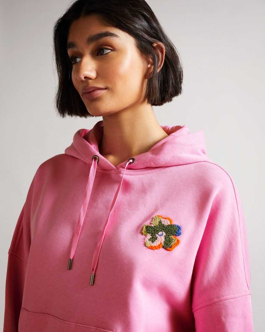 Ted Baker Karrlaa Hoodie With Flower Patch Pink | 4783190-VX