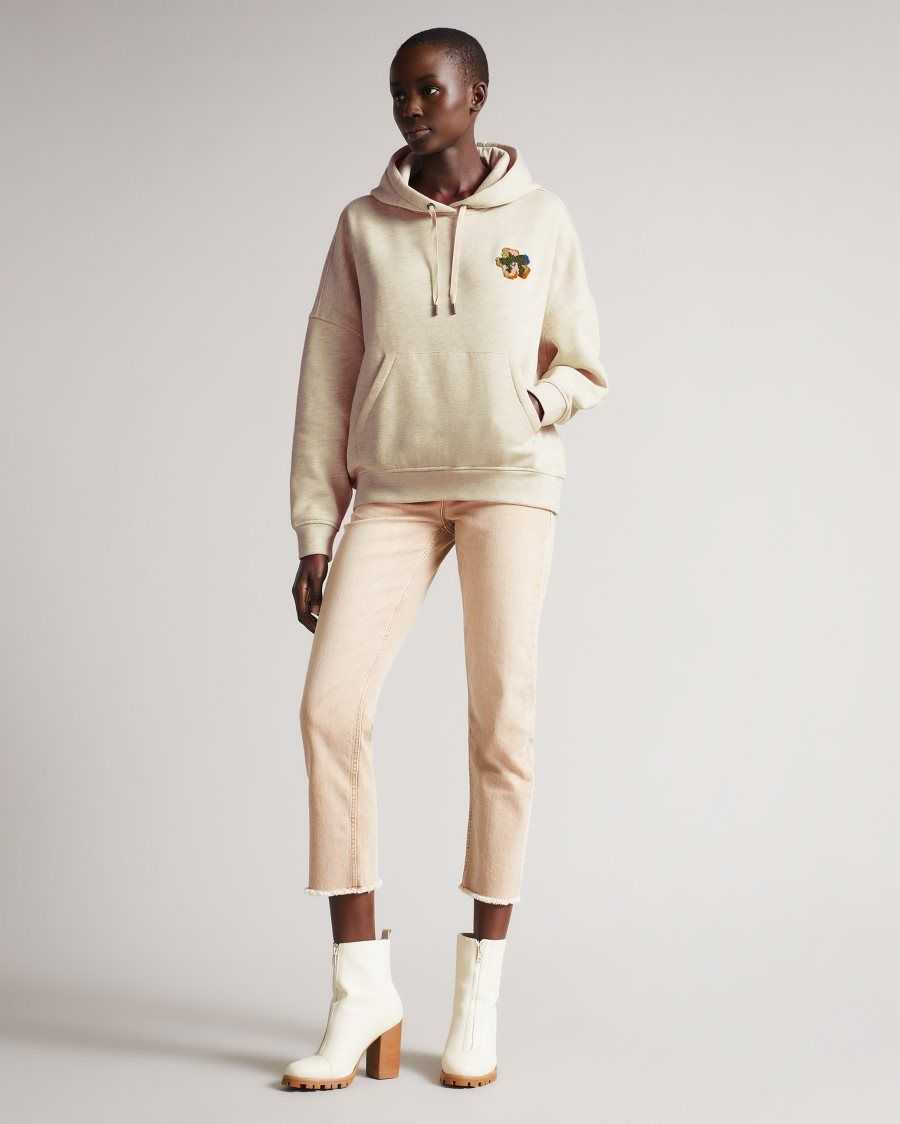 Ted Baker Karrlaa Hoodie With Flower Patch Natural | 7126943-OF