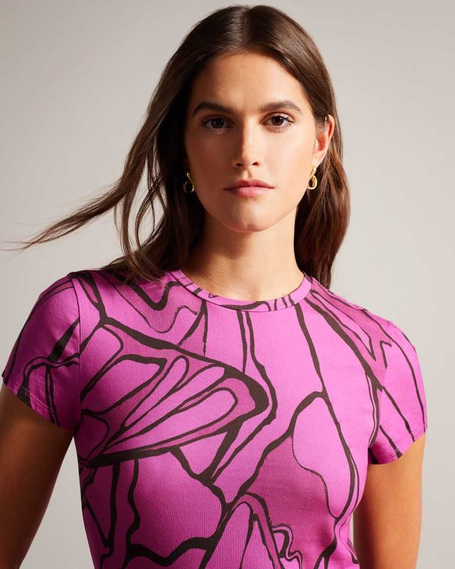 Ted Baker Kcarlia Fitted T-Shirt Bright Pink | 1237409-XO