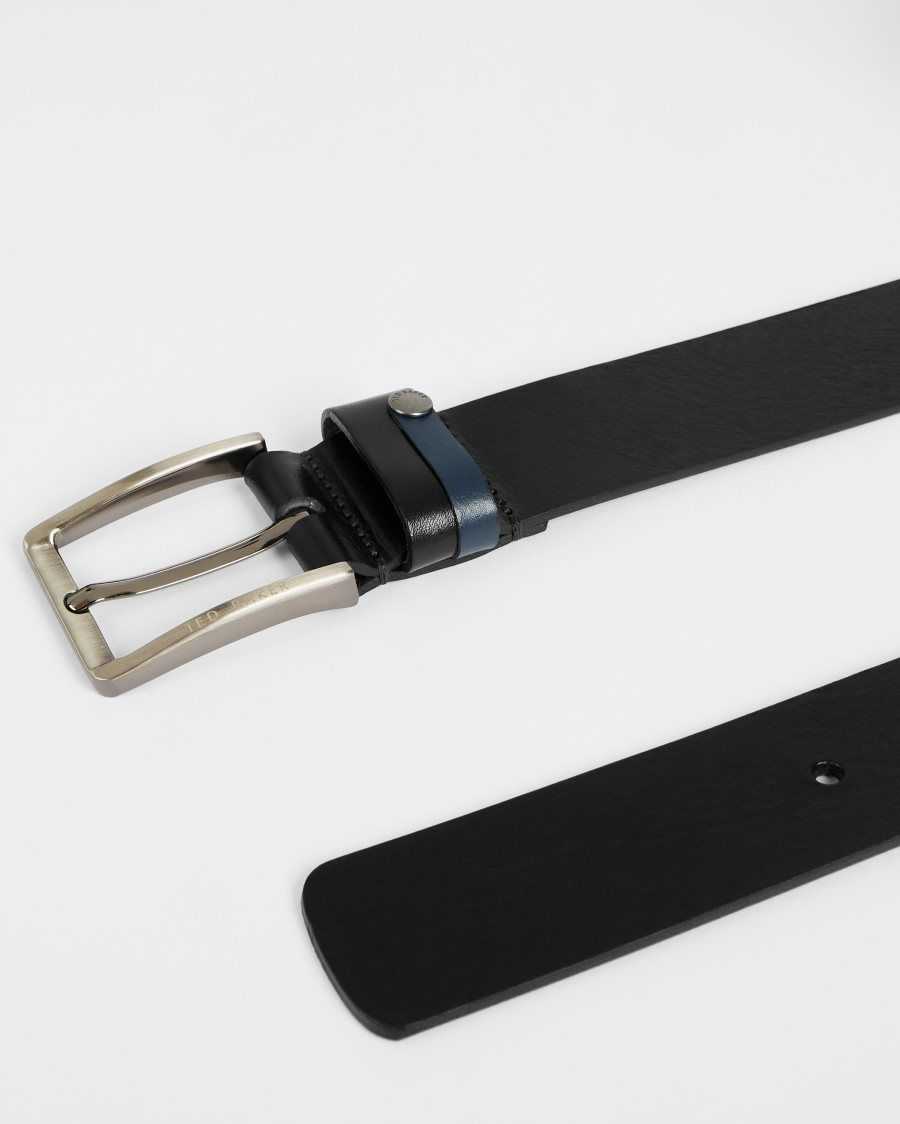 Ted Baker Keepsak Contrast Detail Leather Belt Black | 4935706-XM