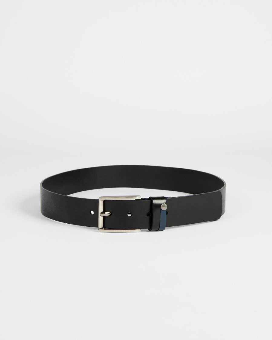 Ted Baker Keepsak Contrast Detail Leather Belt Black | 4935706-XM