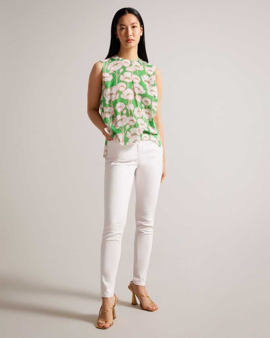 Ted Baker Kelany Short Sleeve Top With Shoulder Detail Green | 1932048-ND