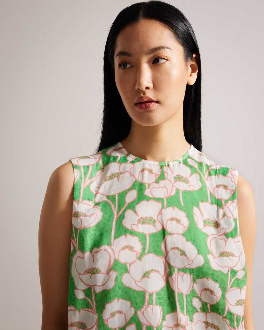 Ted Baker Kelany Short Sleeve Top With Shoulder Detail Green | 1932048-ND