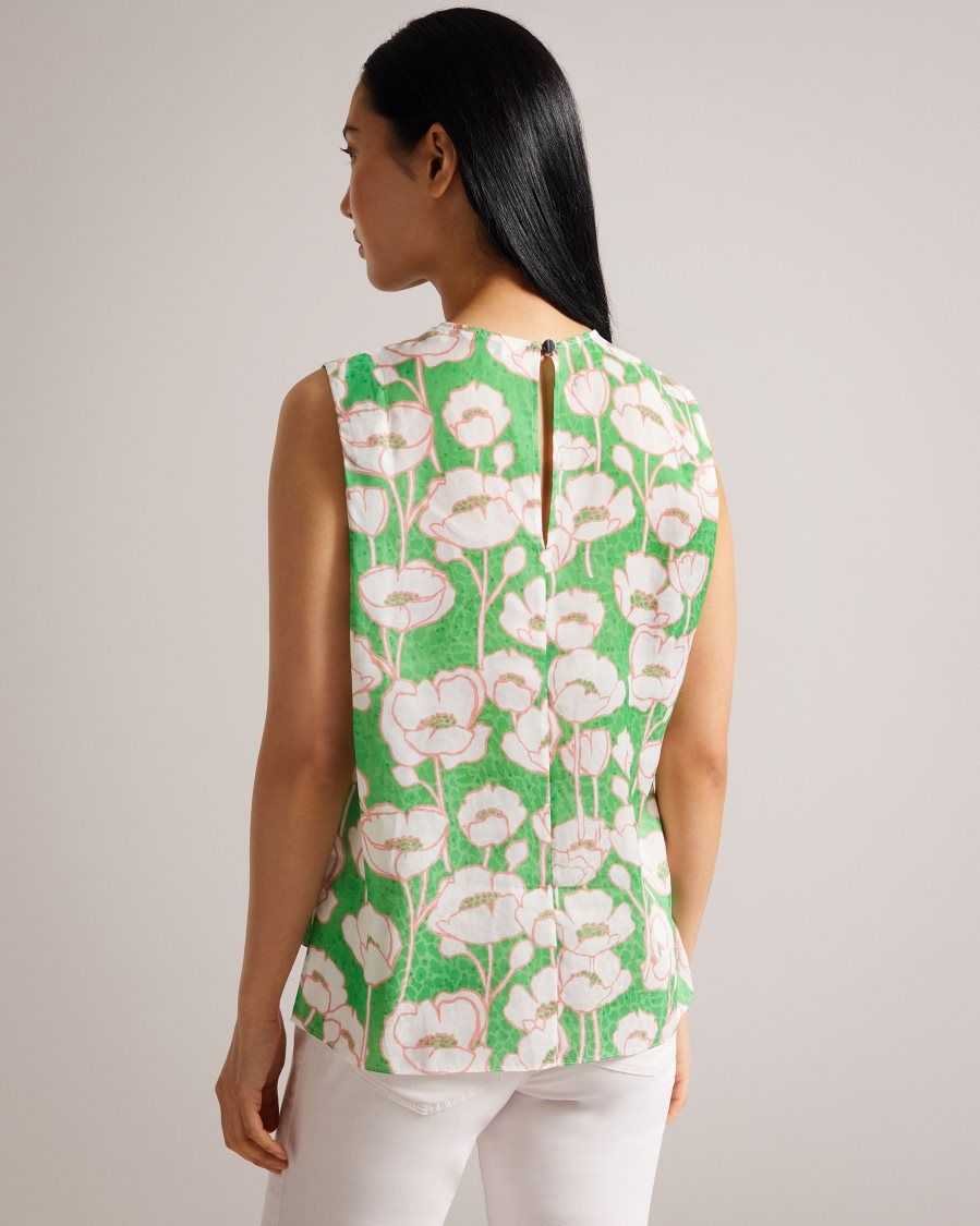 Ted Baker Kelany Short Sleeve Top With Shoulder Detail Green | 1932048-ND