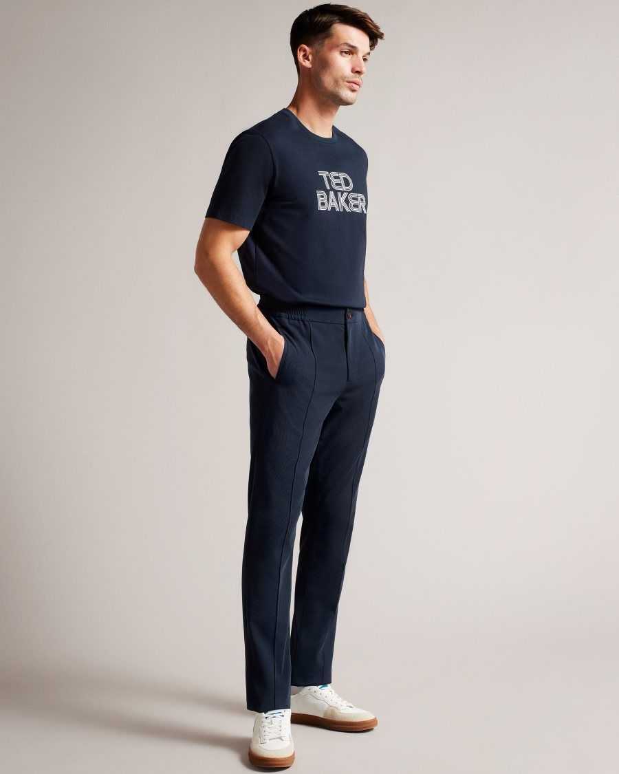 Ted Baker Kenedy Short Sleeve Regular Fit Branded T-Shirt Navy | 1579420-XU