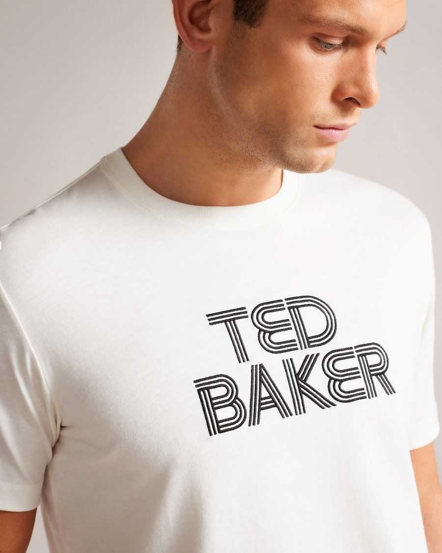 Ted Baker Kenedy Short Sleeve Regular Fit Branded T-Shirt White | 6819470-DC