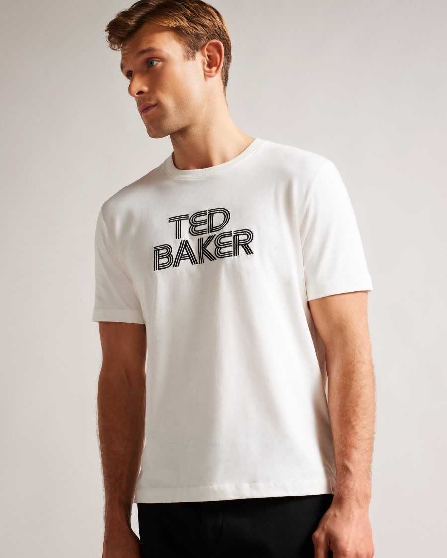 Ted Baker Kenedy Short Sleeve Regular Fit Branded T-Shirt White | 6819470-DC