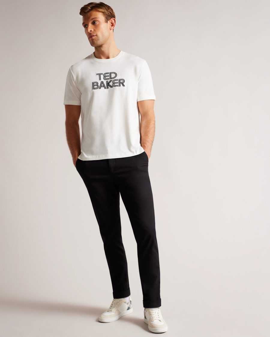 Ted Baker Kenedy Short Sleeve Regular Fit Branded T-Shirt White | 6819470-DC