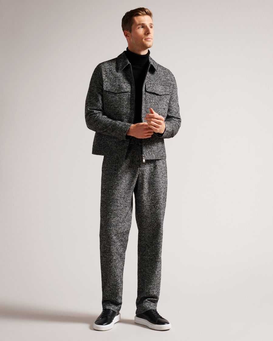 Ted Baker Kensey Marled Wool Belted Trousers Black | 9087345-TK