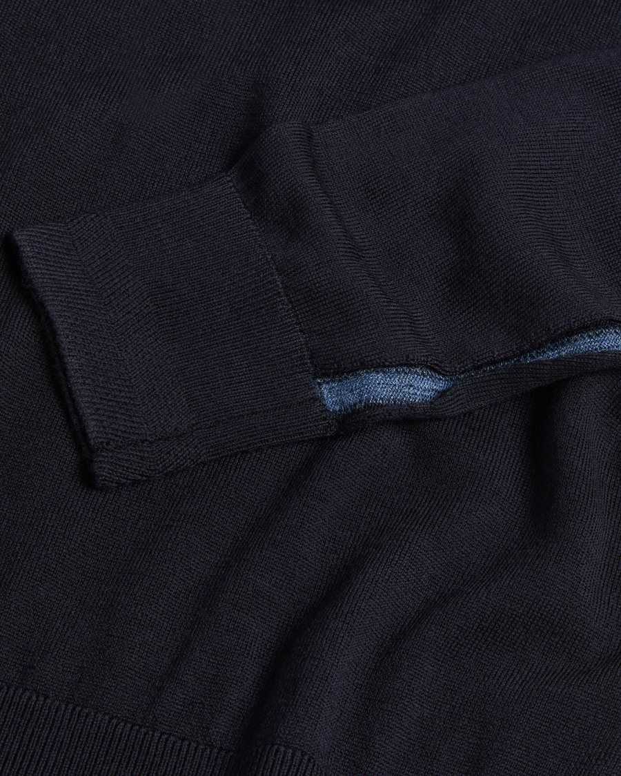 Ted Baker Kenton Merino Wool Contrast Detail Knitted Jumper Navy | 6428370-WJ